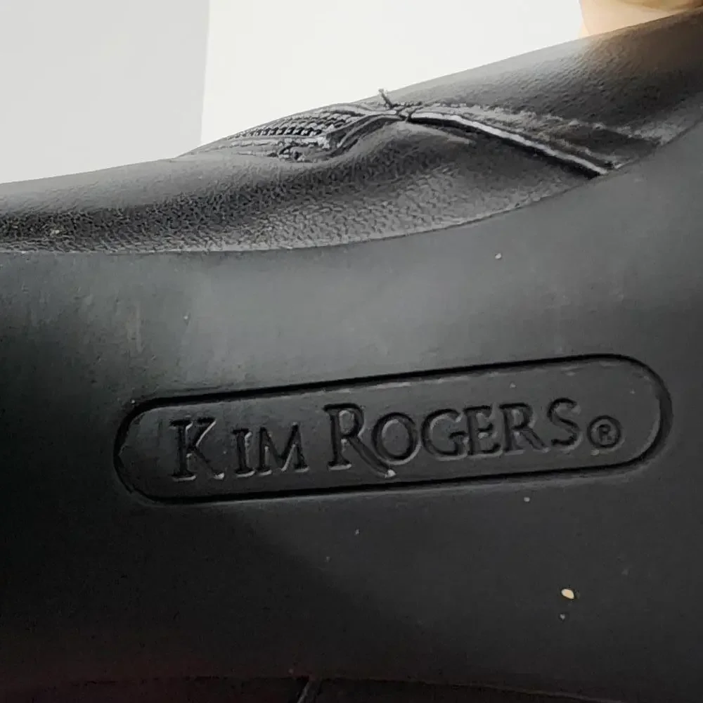 906 Kim Rogers JENNA Tall Black Boots Block Heel Size 6M‎